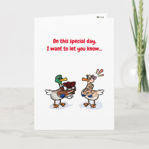 Cartão de São Valentim Lucky Duck Fofo em Aquarela