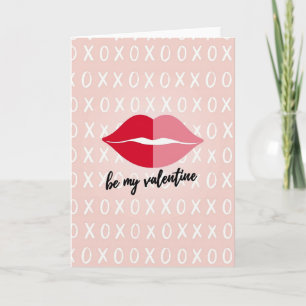 Cartão de São Valentim Pink Lips Be My Valentine