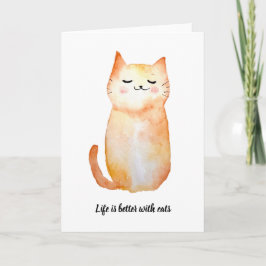 cartão de saudação "A vida é melhor com gatos"