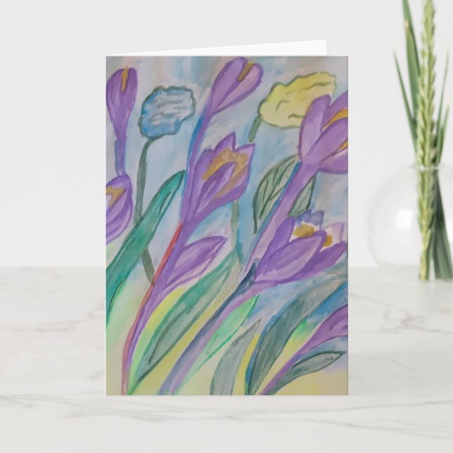 Cartão de Saudação abstrato Primavera Crocus (Frente)