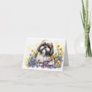 Cartão de Saudação Adorável Shih Tzu Puppy Vazio