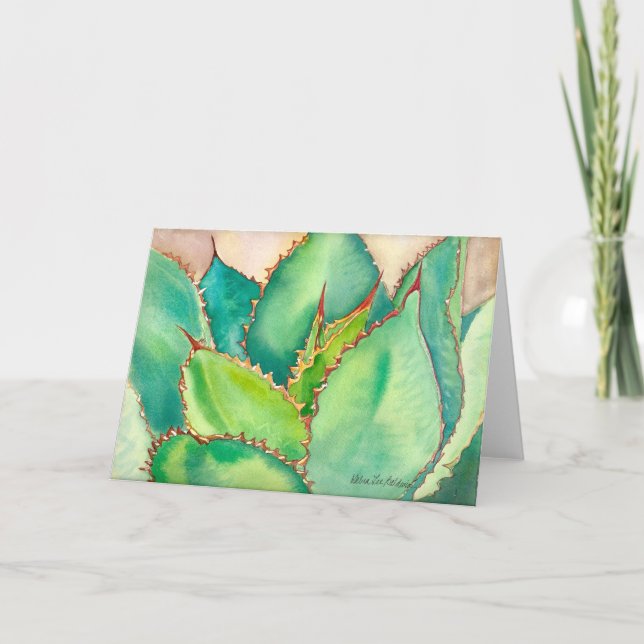 Cartão de Saudação Agave de Aquarela nº 2 (Frente)