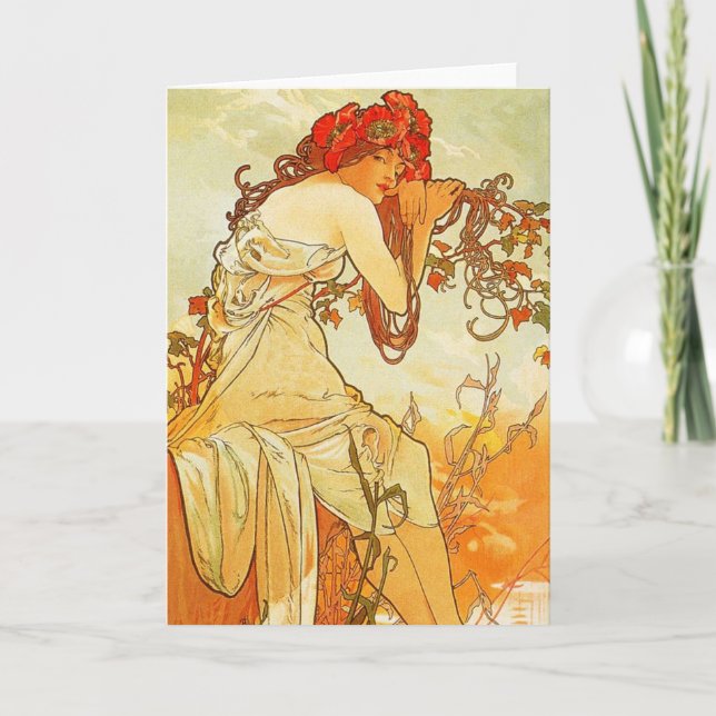 Cartão de Saudação Alphonse Mucha Summer (Frente)