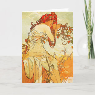Cartão de Saudação Alphonse Mucha Summer