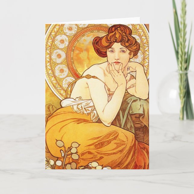 Cartão de Saudação Alphonse Mucha Topaz (Frente)