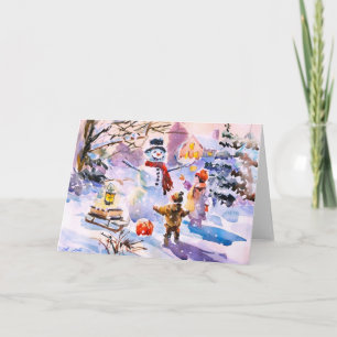 Cartão de Saudação Aquarela Brilho de Inverno
