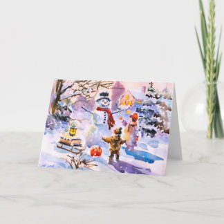 Cartão de Saudação Aquarela Brilho de Inverno