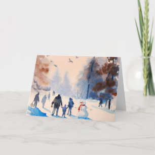 Cartão de Saudação Aquarela Passeio Familiar
