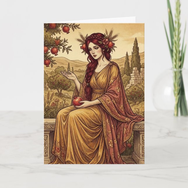 Cartão de Saudação Arte da Mitologia Grega Perséfo (Frente)