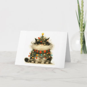 Cartão de Saudação às Luzes de Gato Tangido de Nat