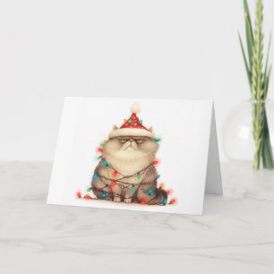 Cartão de Saudação às Luzes de Gato Tangido de Nat