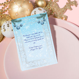 Cartão de saudação azul e branco Elegante