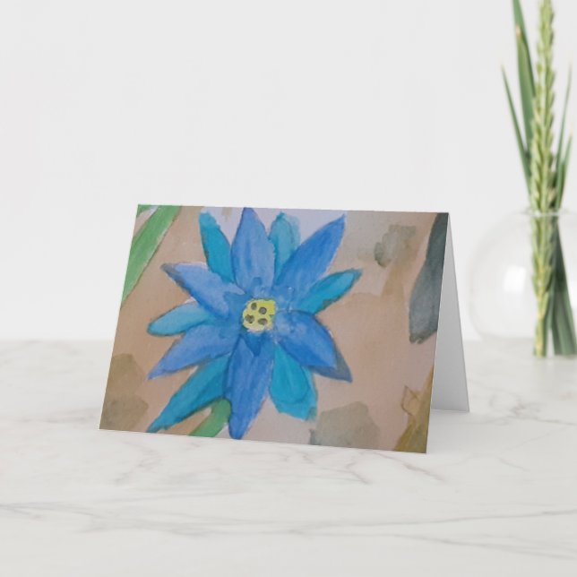 Cartão de saudação azul para flores (Frente)
