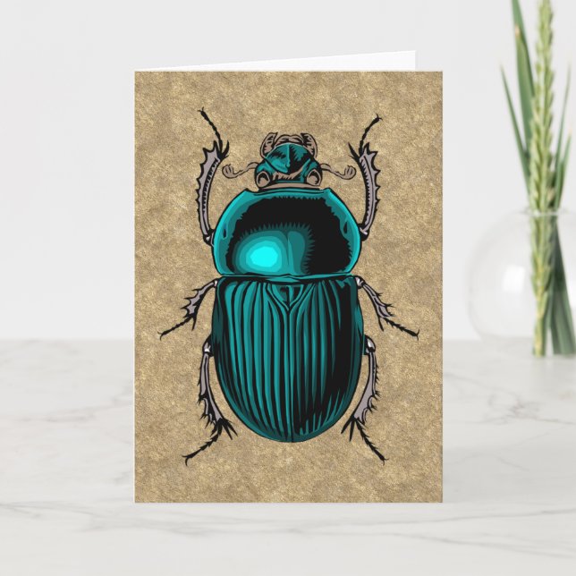 Cartão de Saudação Azul Scarab (Frente)