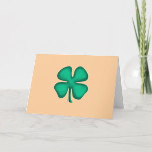 Cartão de saudação bege Lucky 4 Leaf Irish Clover