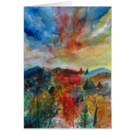 Cartão de Saudação Belo Autumn Watercolor Art