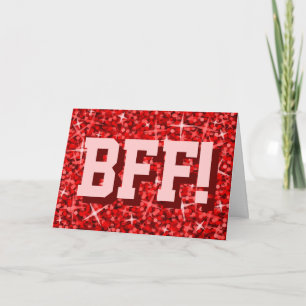 Cartão de saudação 'BFF!' 'Seu Texto' Vermelho Gli