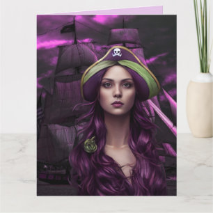 Cartão de Saudação bonito PIRATE GIRL BIRTHDAY