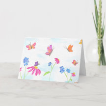 Cartão de Saudação Borboleta e Floral (Interior em