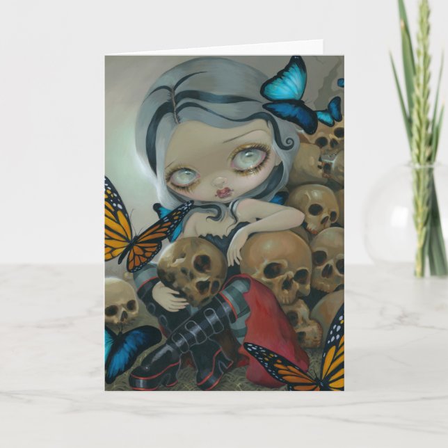 Cartão de saudação "Borboletas e Ossos" (Frente)