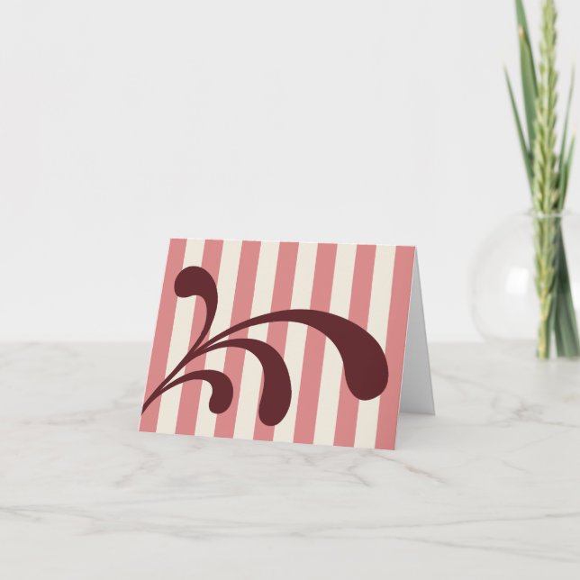Cartão de saudação borgonha e rosa com assinatura (Frente)