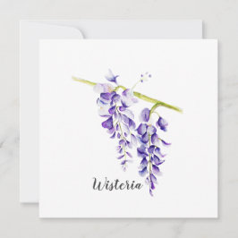 Cartão de Saudação Botânica de Wisteria de Aquarel