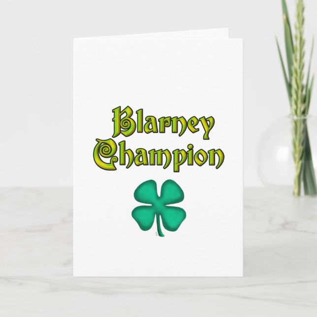 Cartão de saudação branco Blarney Champion (Frente)