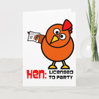 Cartão de Saudação Branco do Partido Hen