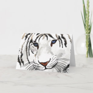Cartão de saudação branco Tigre