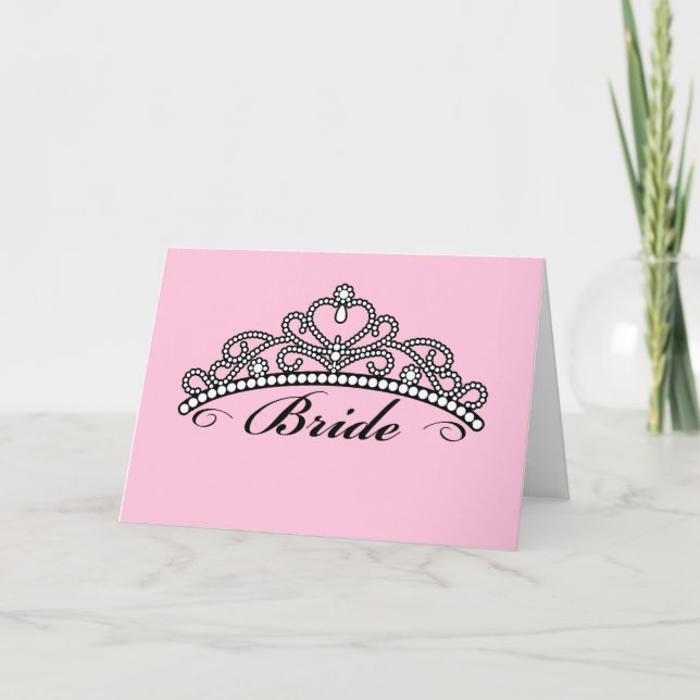 Cartão de Saudação Bride Tiara (fundo rosa) (Frente)