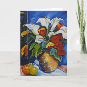 Cartão de Saudação Calla Lily e Poppies
