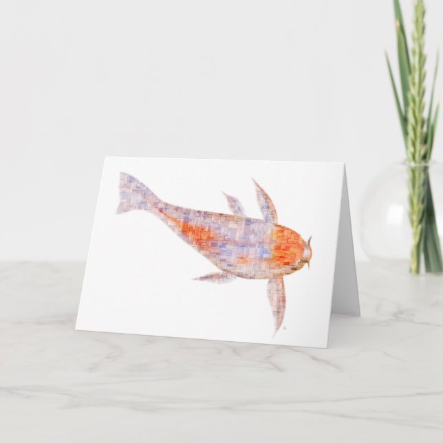 Cartão de Saudação Carp Woodblock (Frente)