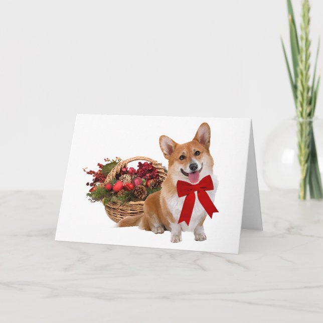 Cartão de Saudação "Christmas Corgi" (Frente)
