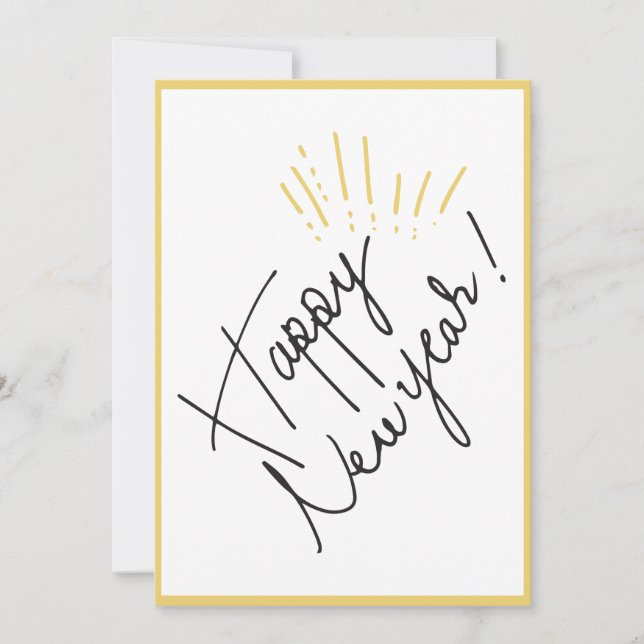 Cartão de saudação clássico mínimo de feliz ano no (Frente)