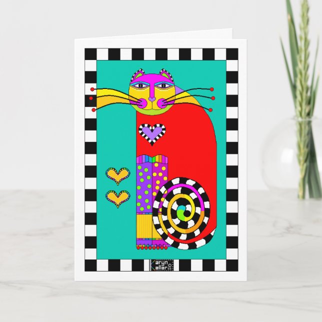 Cartão de saudação Classy Cat com Legwarmers (Frente)