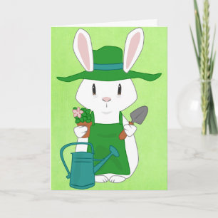 Cartão de Saudação Coelho de Jardinagem