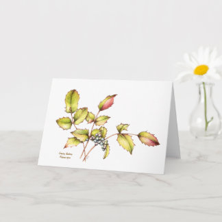 Cartão de saudação com berberis em aquarela em bra