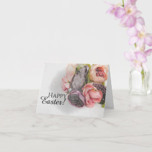 Cartão de saudação com buquê de flores em aquarela