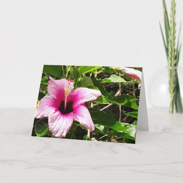 Cartão de saudação com capa floral rosa (Frente)