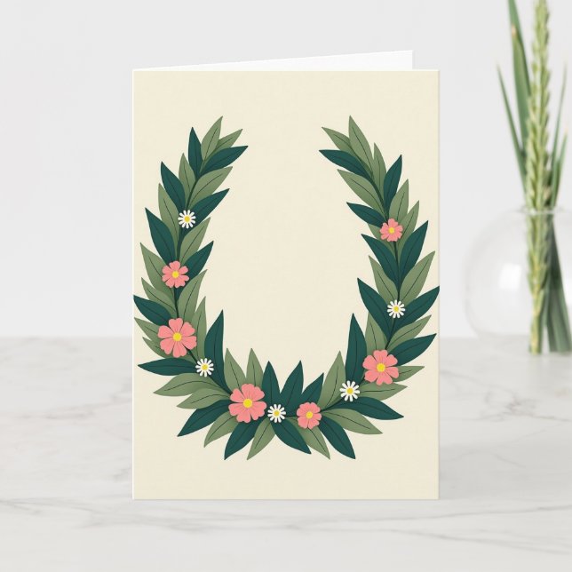 Cartão de Saudação com Coroa Floral (Frente)