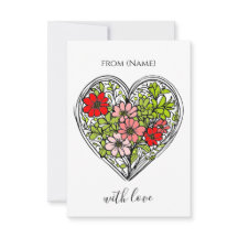 cartão de saudação com flor de amor