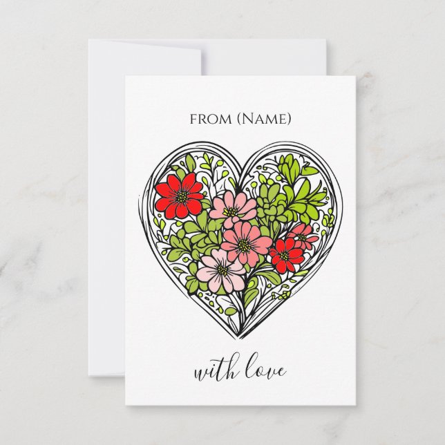 cartão de saudação com flor de amor (Frente)