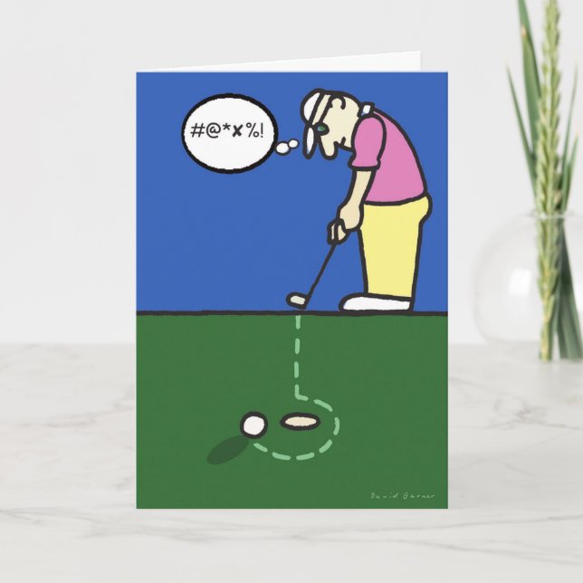 Cartão de saudação com ilustração de golfe (Frente)