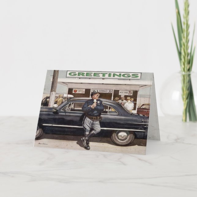 Cartão de Saudação com Legal Ilustração Vintage Co (Frente)