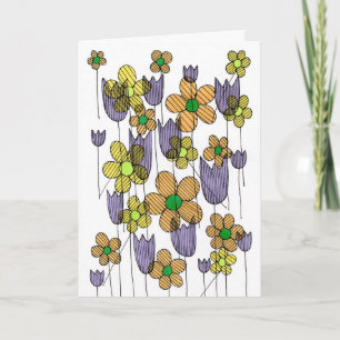 Cartão de Saudação com Padrão Floral Desenhado à M