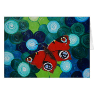 Cartão de saudação com pintura de borboleta pavão
