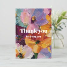 Cartão de Saudação com Pintura Floral Vibrante em 