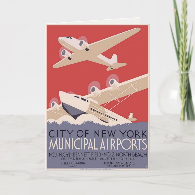 Cartão De Saudação Com Poster De Aeroporto Vintage (Frente)