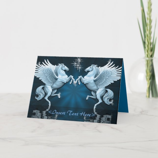 Cartão de Saudação com Reflexões de Pegasus Teal (Frente)