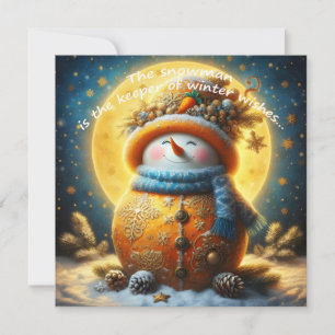 Cartão de saudação com um boneco de neve fofo
